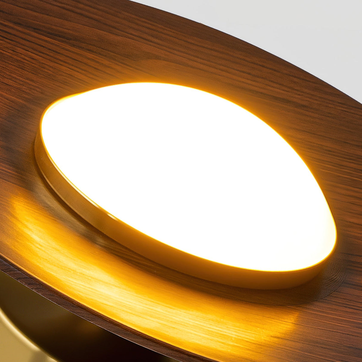 Modern Ceiling Light  Walnut Wood and Gold Disc Design - Product detail 5