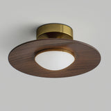 Modern Ceiling Light  Walnut Wood and Gold Disc Design - Product detail 8