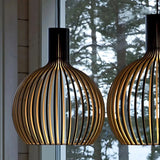 Danish Pendant Light  Wooden Globe Hanging Lamp - Detailed view