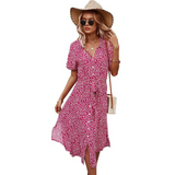 Floral Summer Maxi Dress  Button-Front V-Neck Design - Product example