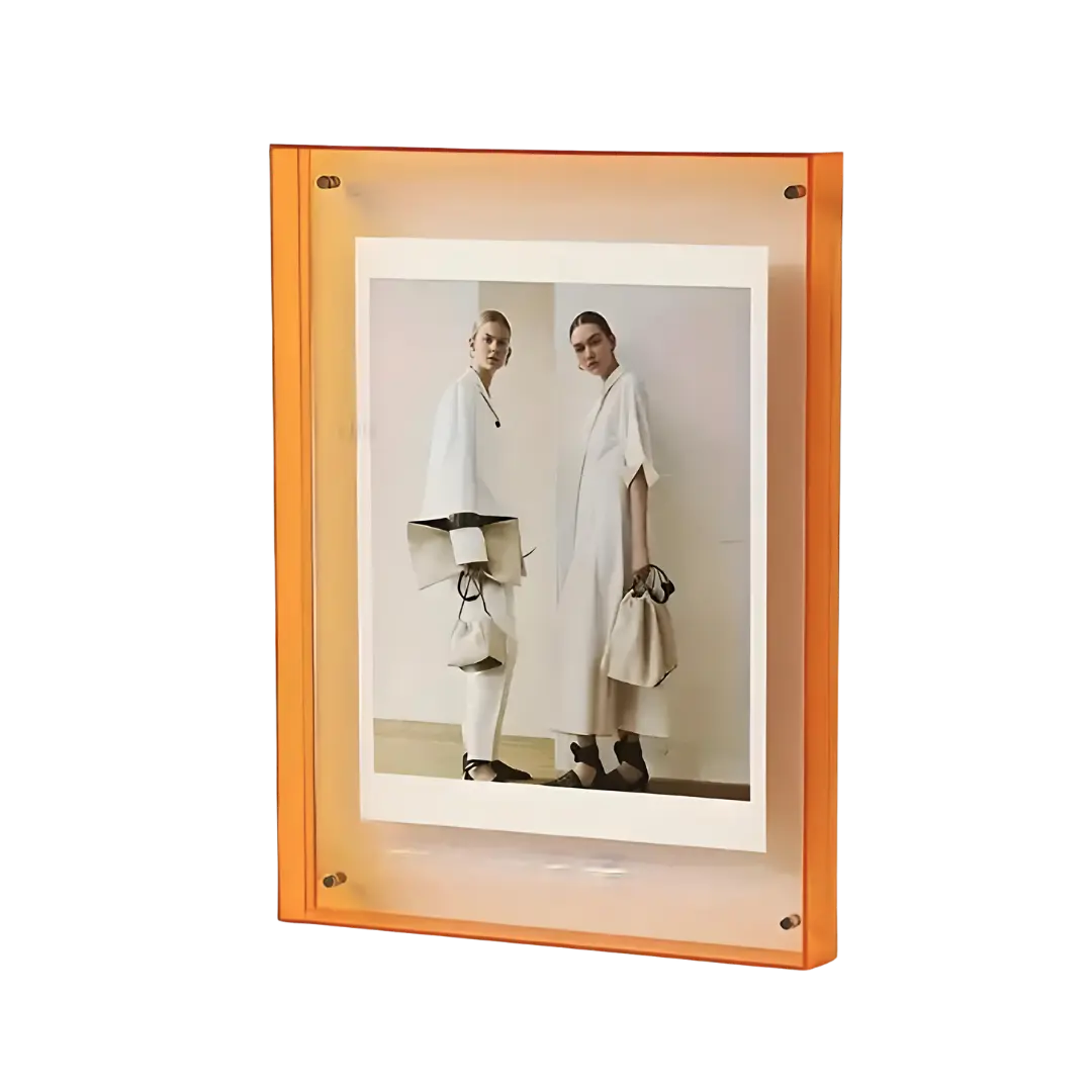 Modern Acrylic Picture Frame  Neon Pink Edge Illumination - Detailed view
