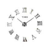 Modern Wall Clock  Roman Numeral Silver Mirror Design - Detailed view