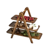 Wooden Serving Tray  3-Tier A-Frame Design - Detailed view