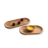 Minimalist Wooden Serving Tray  Oval Solid Wood Design - Detailed view