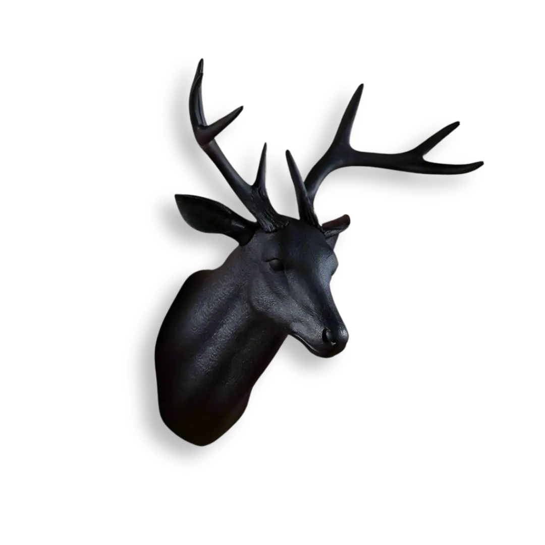 Nordic Deer Wall Decor  Matte Black Stag Head Design - Detailed view