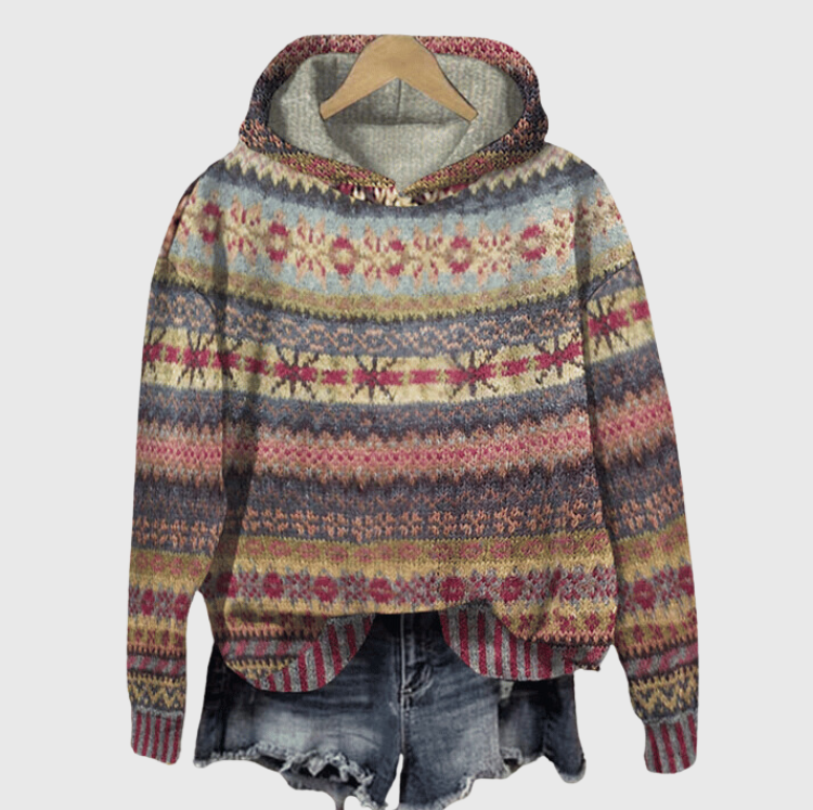 Nordic Winter Hoodie  Traditional Fair Isle Pattern - Product showcase