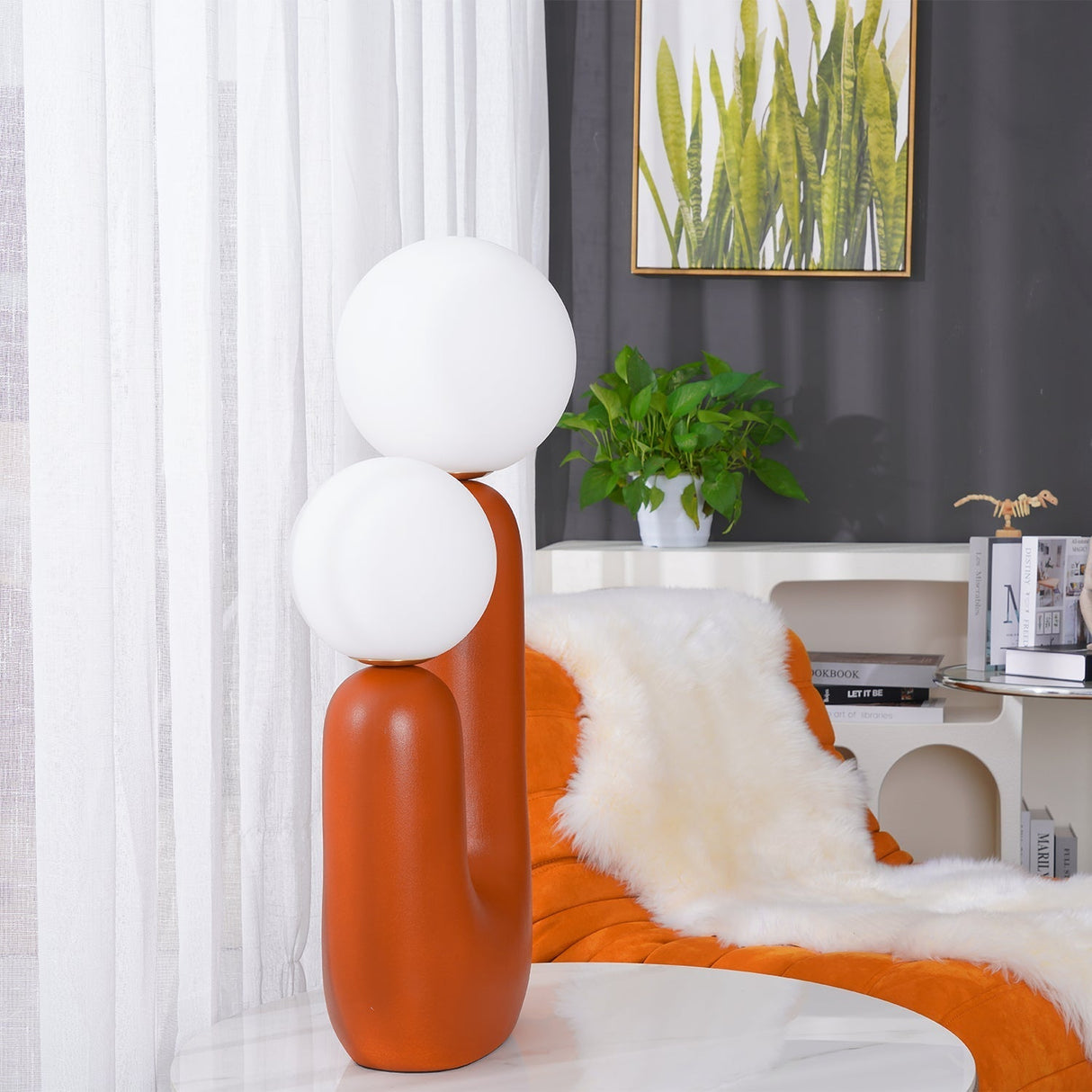 Ceramic Table Lamp  Terra Cotta Base with Glass Globe - Product detail 8