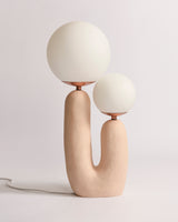 Modern Glass Table Lamp  Pink Resin Base With Dual Globes - Product example