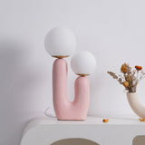 Modern Glass Table Lamp  Pink Resin Base With Dual Globes - Product detail 6