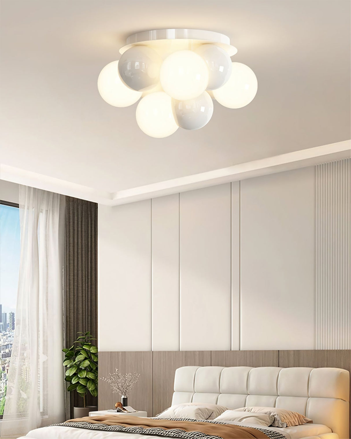 Modern Bubble Ceiling Light  Cream Glass Spheres Design - Product detail 6