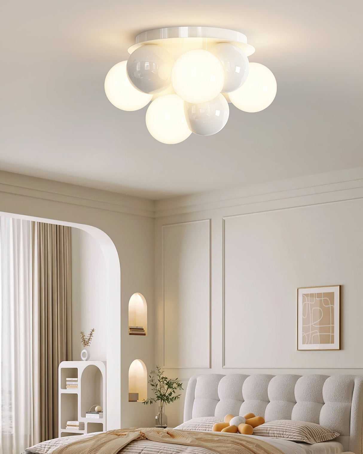 Modern Bubble Ceiling Light  Cream Glass Spheres Design - Product detail 9