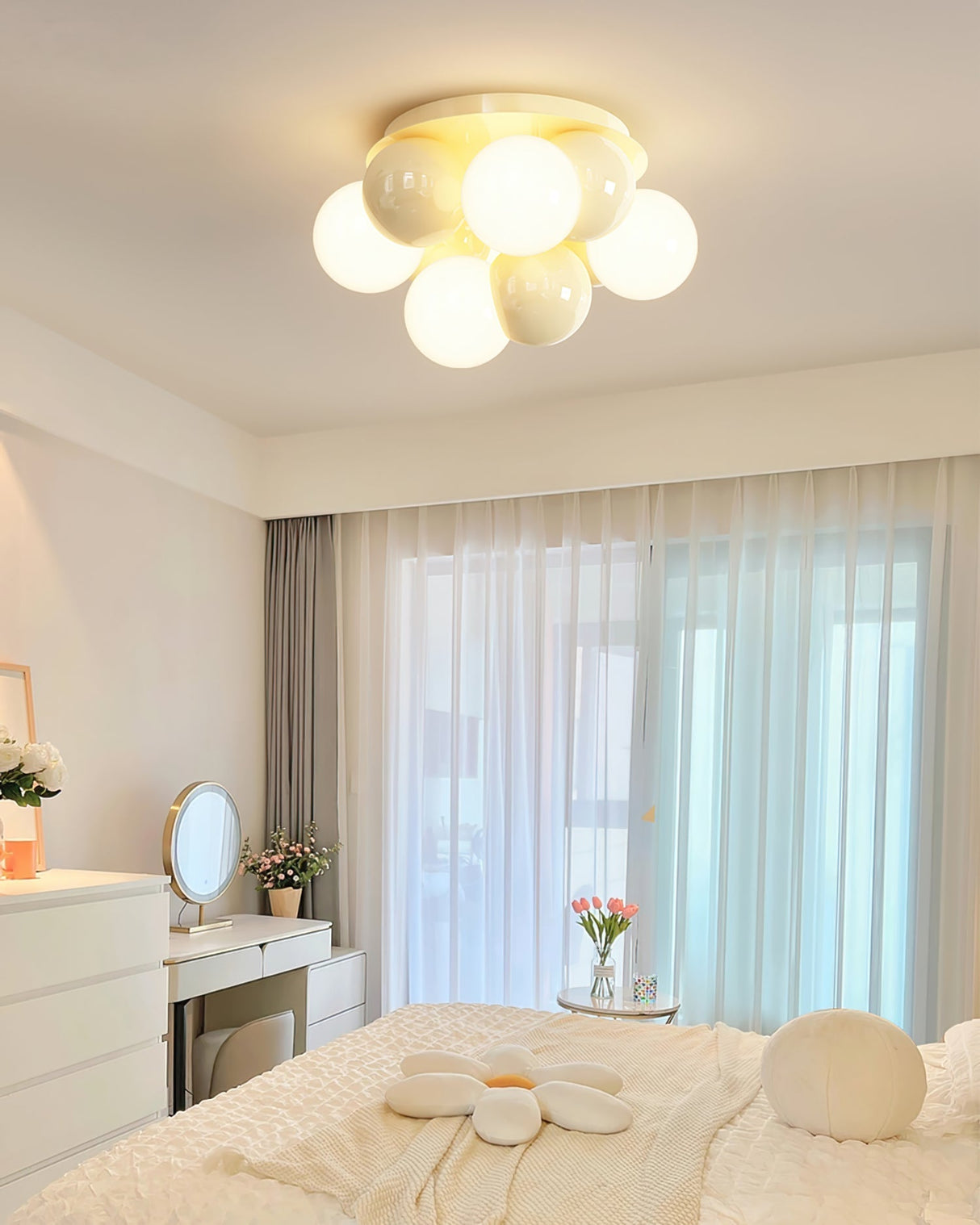 Modern Bubble Ceiling Light  Cream Glass Spheres Design - Product example