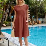 Cotton Summer Midi Dress  Relaxed Fit With Pockets - Product example