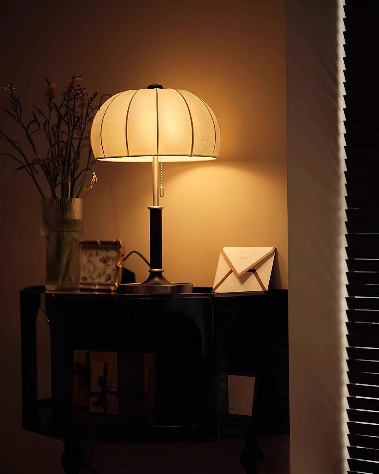 Modern Table Lamp  Cream Fabric Shade with Brass Base - Product detail 13