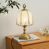 Victorian Table Lamp  Glass Dome Orchid Pattern - Detailed view
