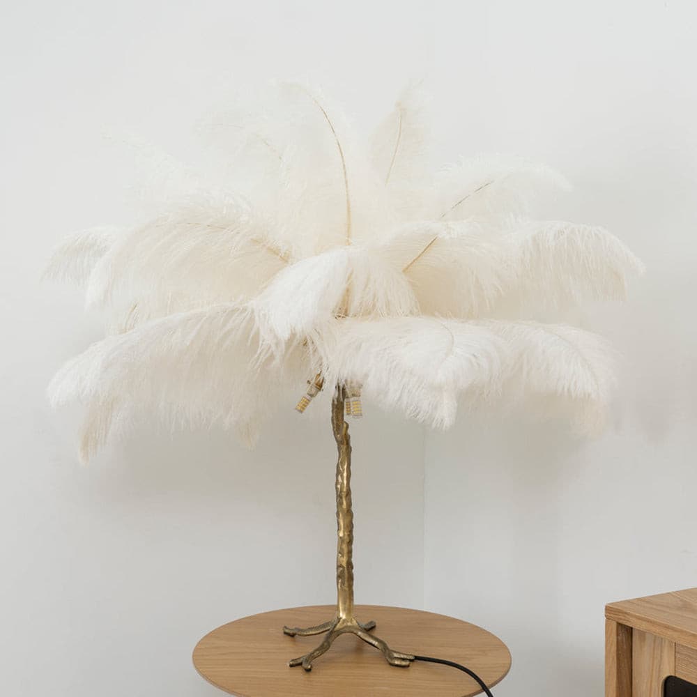 Feather Table Lamp  Gold Base with Pink Ostrich Plumes - Product detail 23