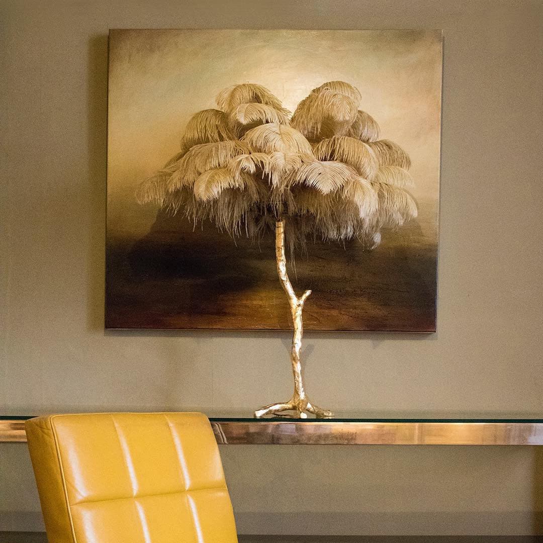 Feather Table Lamp  Gold Base with Pink Ostrich Plumes - Product detail 24