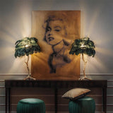 Feather Table Lamp  Gold Base with Pink Ostrich Plumes - Product detail 30