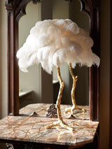 Feather Table Lamp  Gold Base with Pink Ostrich Plumes - Product detail 35
