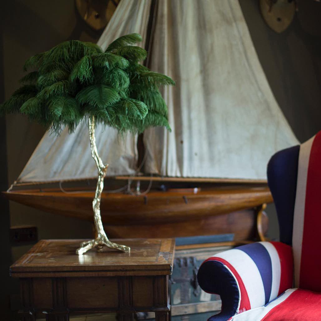 Feather Table Lamp  Gold Base with Pink Ostrich Plumes - Product detail 39