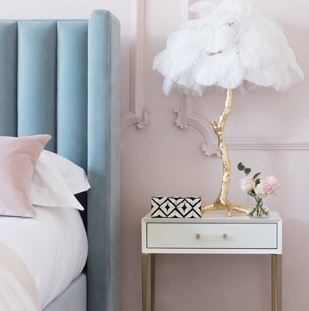 Feather Table Lamp  Gold Base with Pink Ostrich Plumes - Product detail 42
