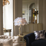 Feather Table Lamp  Gold Base with Pink Ostrich Plumes - Product detail 26