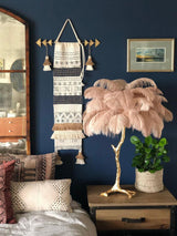 Feather Table Lamp  Gold Base with Pink Ostrich Plumes - Product detail 47