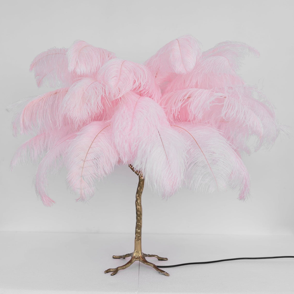Feather Table Lamp  Gold Base with Pink Ostrich Plumes - Product detail 55