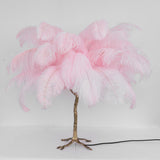 Feather Table Lamp  Gold Base with Pink Ostrich Plumes - Product detail 55