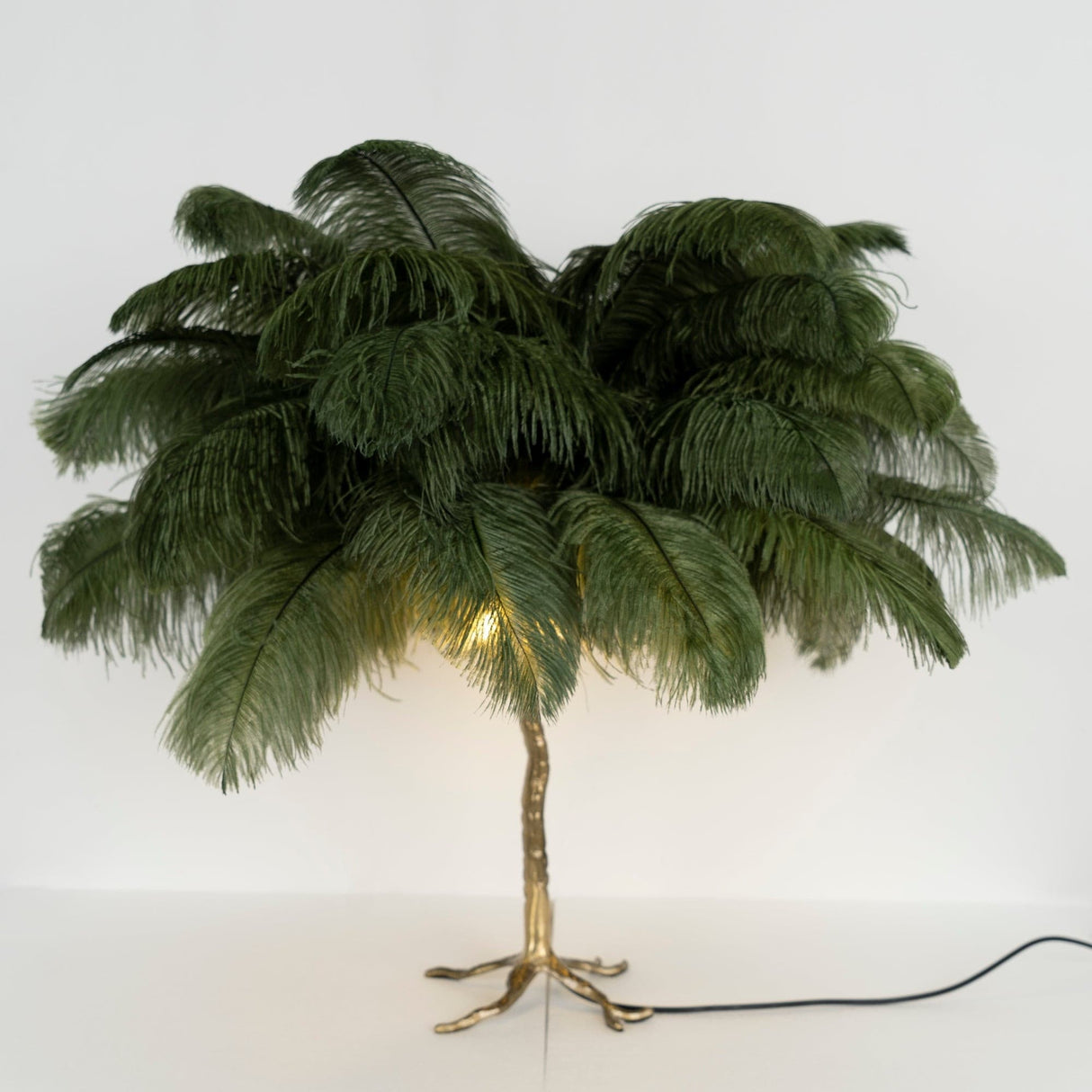 Feather Table Lamp  Gold Base with Pink Ostrich Plumes - Product detail 60