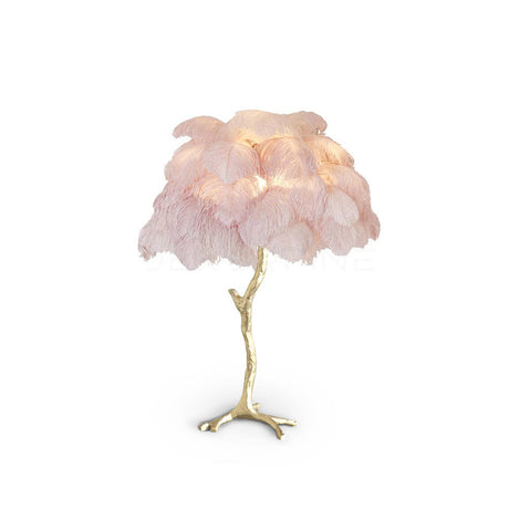 Feather Table Lamp  Gold Base with Pink Ostrich Plumes - Product detail 92