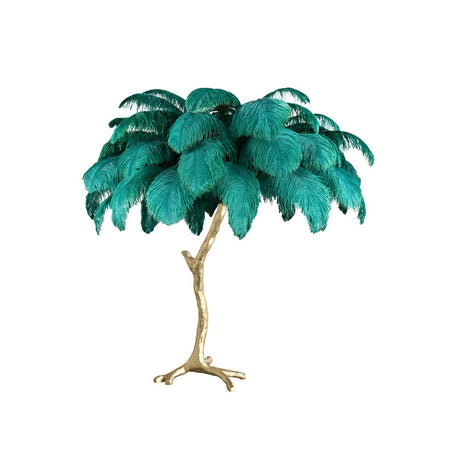Feather Table Lamp  Gold Base with Pink Ostrich Plumes - Product detail 90