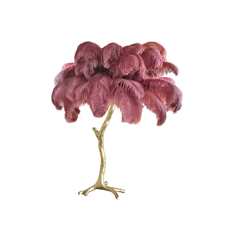 Feather Table Lamp  Gold Base with Pink Ostrich Plumes - Product detail 86