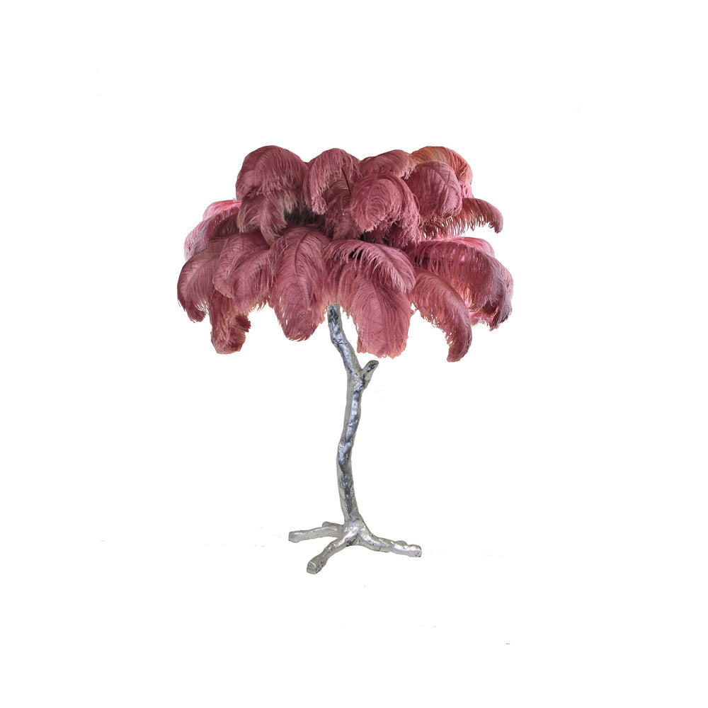 Feather Table Lamp  Gold Base with Pink Ostrich Plumes - Product detail 87