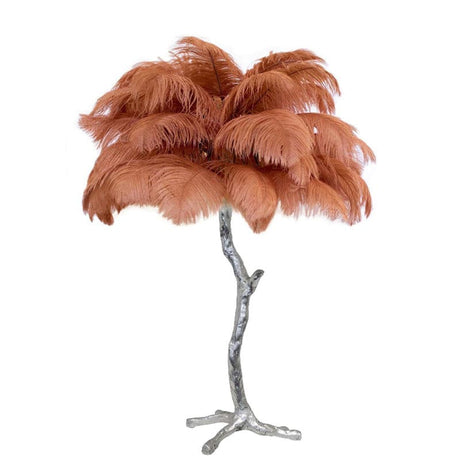 Feather Table Lamp  Gold Base with Pink Ostrich Plumes - Product detail 89