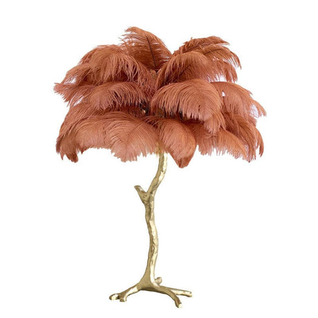 Feather Table Lamp  Gold Base with Pink Ostrich Plumes - Product detail 88