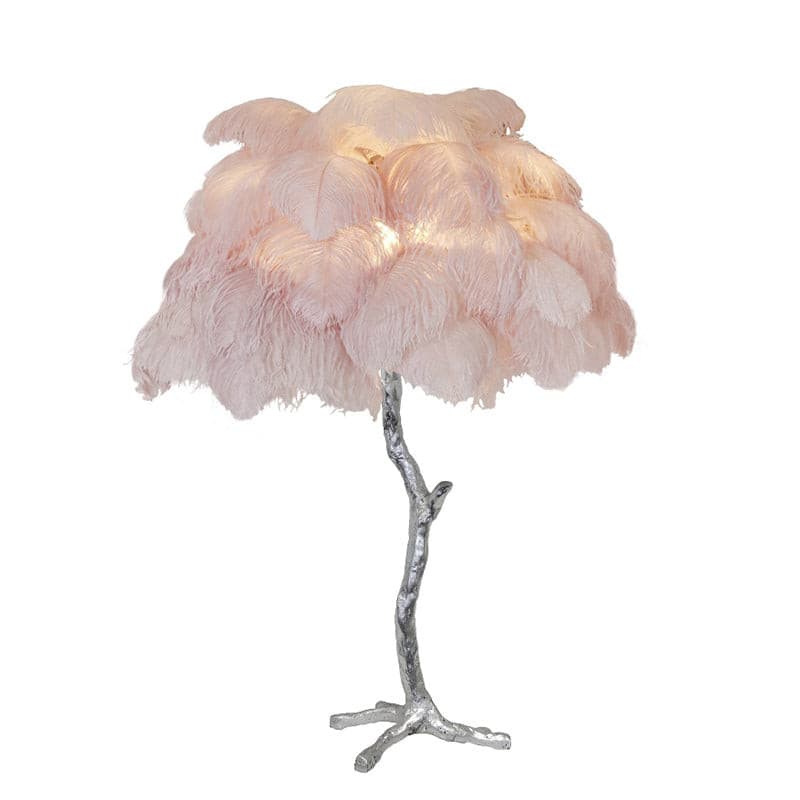 Feather Table Lamp  Gold Base with Pink Ostrich Plumes - Product detail 85