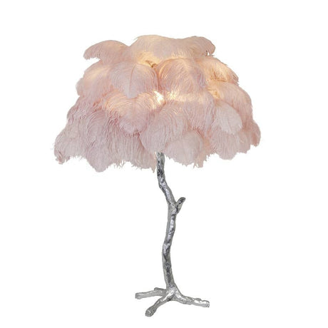 Feather Table Lamp  Gold Base with Pink Ostrich Plumes - Product detail 85