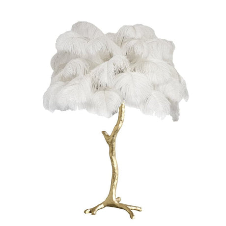 Feather Table Lamp  Gold Base with Pink Ostrich Plumes - Product detail 74