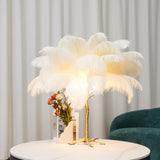 Feather Table Lamp  Gold Base with Pink Ostrich Plumes - Product detail 17