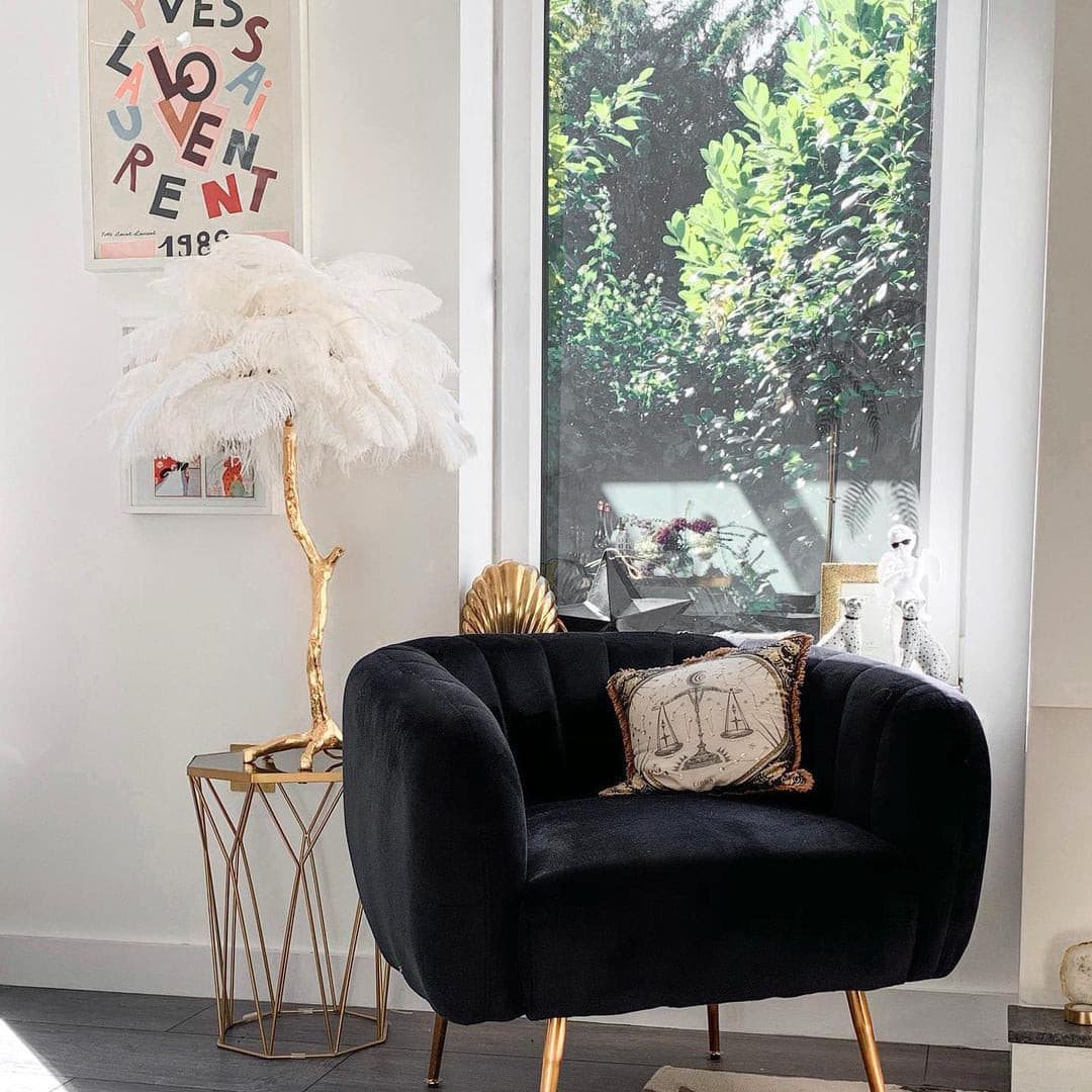 Feather Table Lamp  Gold Base with Pink Ostrich Plumes - Product detail 21