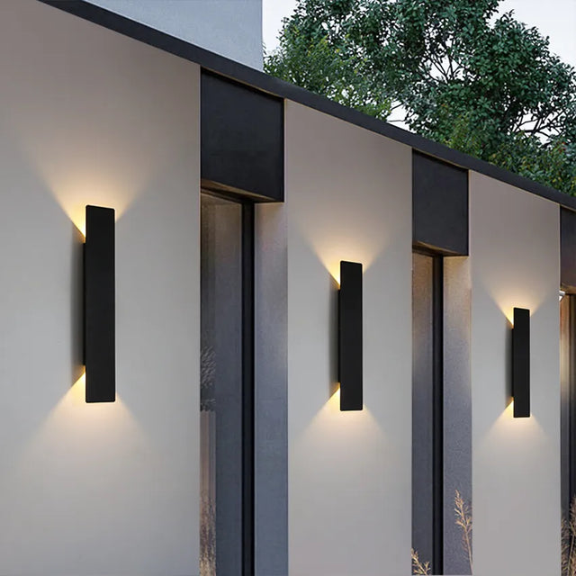 Modern Outdoor Wall Light  Black Aluminum Linear Sconce - Product showcase