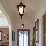 Victorian Outdoor Pendant Light  Black Metal Glass Lantern - Product example
