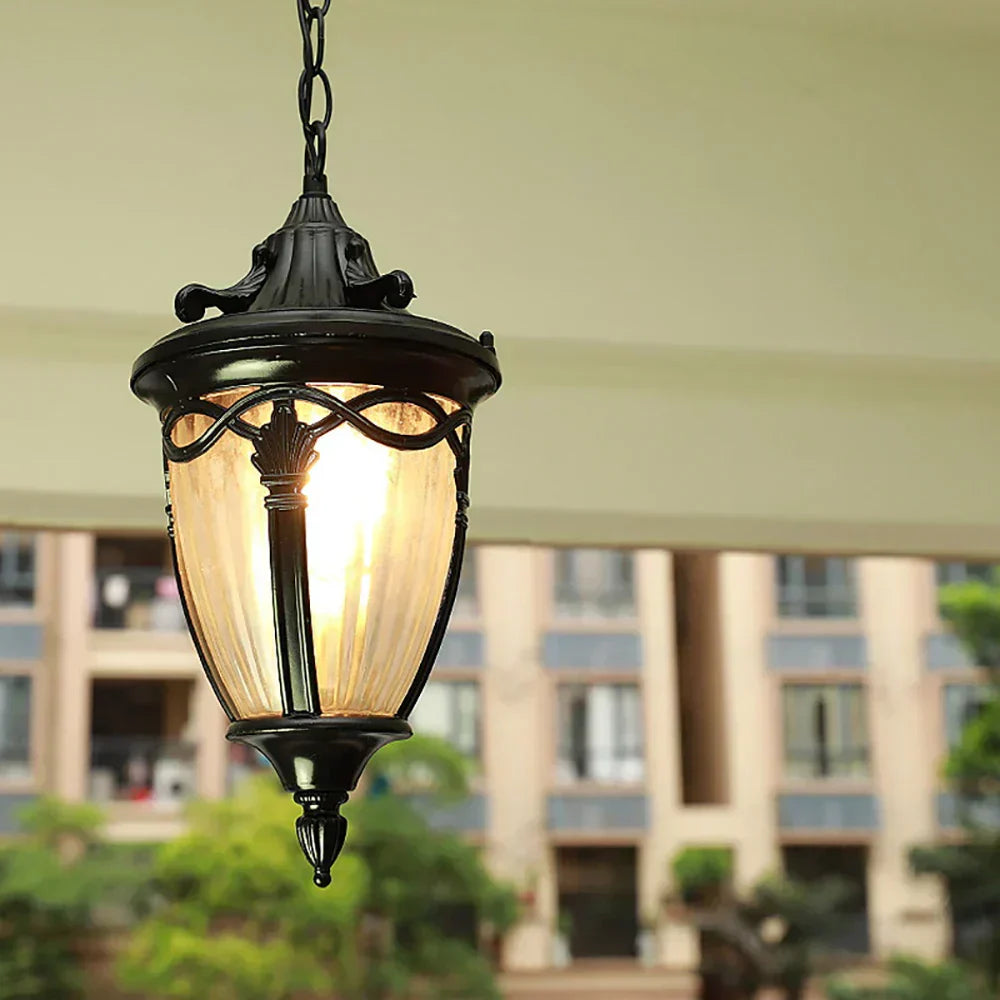 Victorian Pendant Light  Ribbed Glass Lantern Design - Product showcase