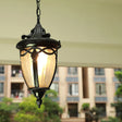Victorian Outdoor Pendant Light  Black Metal Glass Lantern - Product showcase