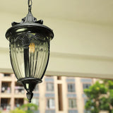 Victorian Outdoor Pendant Light  Black Metal Glass Lantern - Product detail 4