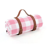 Classic Picnic Blanket  Red Gingham Pattern With Leather Straps - Product detail 18