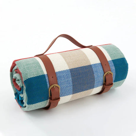 Classic Picnic Blanket  Red Gingham Pattern With Leather Straps - Product detail 19