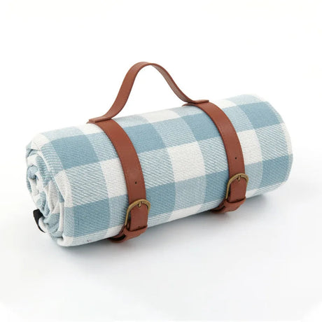 Classic Picnic Blanket  Red Gingham Pattern With Leather Straps - Product detail 10