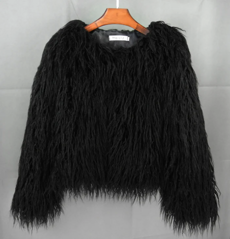 Shaggy Faux Fur Jacket  Cropped Winter Style - Product showcase